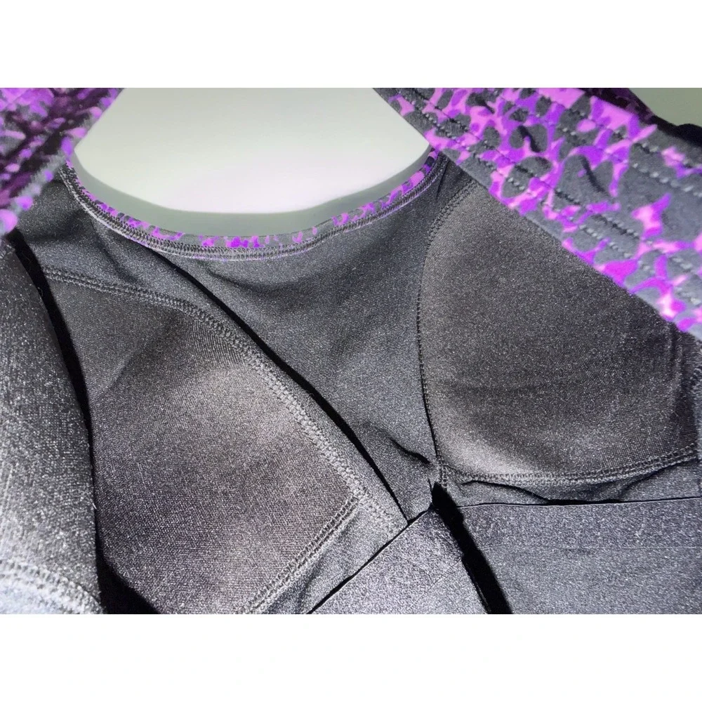 Speedo Women's One Piece Swimsuit Size 18 Purple Black Animal Print Racerback At